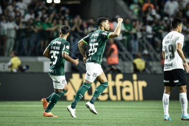 2023 Brezilya Futbol Şampiyonası Palmeiras Corinthians 'a karşı. 29 Nisan 2023, Sao Paulo, Brezilya: Palmeiras ve Corinthians arasındaki futbol maçı, 2023 Brezilya Futbol Şampiyonası 'nın 3. turu için geçerli, Sao P' deki Allianz Parque 'da düzenlendi.