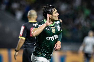 2023 Brezilya Futbol Şampiyonası Palmeiras Corinthians 'a karşı. 29 Nisan 2023, Sao Paulo, Brezilya: Palmeiras ve Corinthians arasındaki futbol maçı, 2023 Brezilya Futbol Şampiyonası 'nın 3. turu için geçerli, Sao P' deki Allianz Parque 'da düzenlendi.