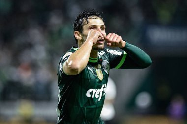 2023 Brezilya Futbol Şampiyonası Palmeiras Corinthians 'a karşı. 29 Nisan 2023, Sao Paulo, Brezilya: Palmeiras ve Corinthians arasındaki futbol maçı, 2023 Brezilya Futbol Şampiyonası 'nın 3. turu için geçerli, Sao P' deki Allianz Parque 'da düzenlendi.