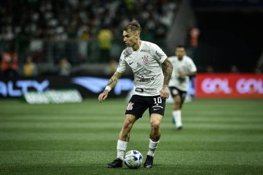 2023 Brezilya Futbol Şampiyonası Palmeiras Corinthians 'a karşı. 29 Nisan 2023, Sao Paulo, Brezilya: Palmeiras ve Corinthians arasındaki futbol maçı, 2023 Brezilya Futbol Şampiyonası 'nın 3. turu için geçerli, Sao P' deki Allianz Parque 'da düzenlendi.
