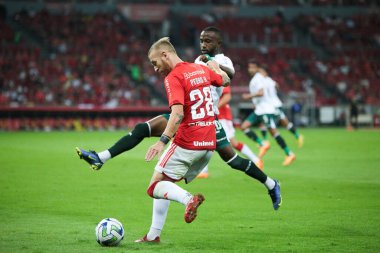 Brezilya Futbol Şampiyonası: Uluslararası Goais 'e karşı. 30 Nisan 2023, Porto Algre, Rio Grande do Sul, Brezilya: Brasileirao 'nun üçüncü turu için geçerli olan iç saha ile Goias arasındaki futbol maçı