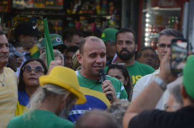 Natal 'da İşçi Bayramı' nda PL 2630 'a karşı protesto. 1 Mayıs 2023, Natal, Rio Grande do Norte, Brezilya: Sahte Haberler PL olarak bilinen 2630 / 20 sayılı yasa tasarısına karşı protesto ve görevdeki Cumhurbaşkanı Luiz Inacio Lula da Silva 'nın görevden alınması yönünde çağrıda bulundu.