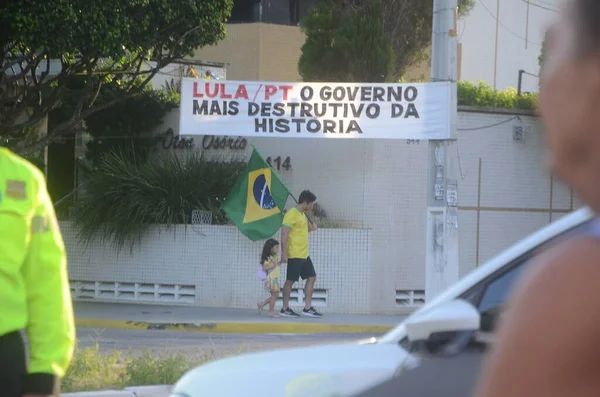ナタールの労働者の日のPl 2630に対する抗議 2023年5月1日ブラジル グランデ ノルテ州 偽のニュースのPlとして知られている法案2630 20に対する抗議 および現在の大統領ルイス イナシオ ルーラ — ストック写真