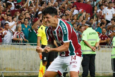 (Libertadores Kupası: Fluminense, River Plate 'e karşı. 02 Mayıs 2023, Rio de Janeiro, Brezilya: Mario Filho Stadyumu 'nda (Maracana) düzenlenen 2023 Libertadores of America' nın D grubu için Fluminense ve River Plate arasındaki futbol maçı geçerli.