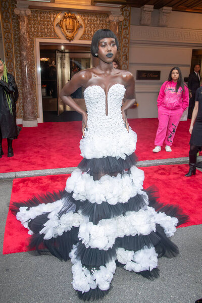The Pierre Hotel: 2023 Met Gala Departures. May 01, 2023, New York, New York, USA: Adut Akech Bior wearing Carolina Herrera departs The Pierre Hotel for 2023 Met Gala on May 01, 2023 in New York City.  