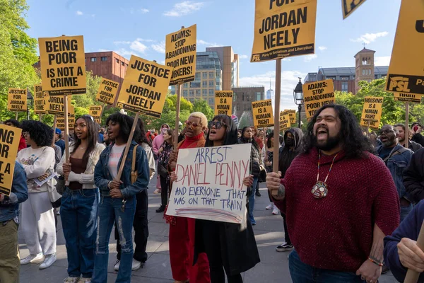 stock image Outrage Grows After Chokehold Death Of Man On Subway. May 05, 2023, New York, New York, USA: Protesters gather for a 