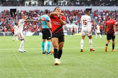 (Brezilya Futbol Şampiyonası: Athletico PR Flamengo 'ya karşı. 7 Mayıs 2023, Curitiba, Parana, Brezilya: Athletico PR ve Flamengo arasındaki futbol maçı 2023 Brezilya Futbol Şampiyonası 'nın dördüncü turu için geçerli, Pazar günü Arena da Baixada' da