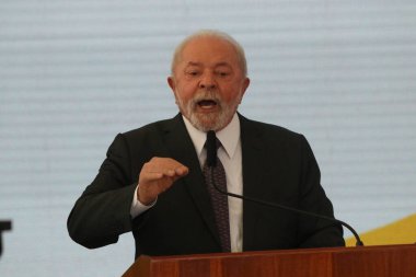(INT) Lula, Brasilia 'daki Ulusal Oral Sağlık Politikası Yaptırma Töreni' nde. 08 Mayıs 2023, Brasilia, Federal Bölge, Brezilya: Brezilya Cumhurbaşkanı Luiz Inacio Lula da Silva, PL 8131 / 2017 yaptırım törenindeydi.