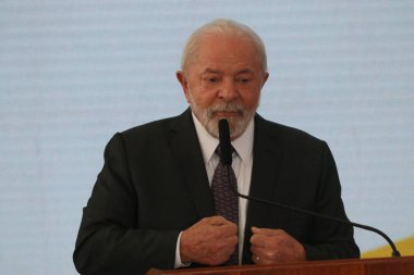 (INT) Lula, Brasilia 'daki Ulusal Oral Sağlık Politikası Yaptırma Töreni' nde. 08 Mayıs 2023, Brasilia, Federal Bölge, Brezilya: Brezilya Cumhurbaşkanı Luiz Inacio Lula da Silva, PL 8131 / 2017 yaptırım törenindeydi.