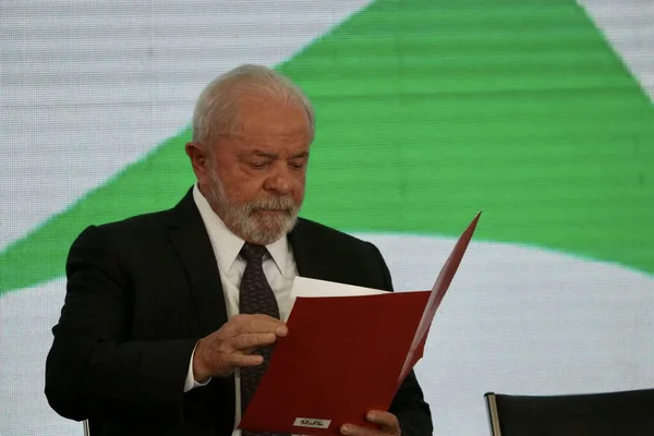 Lula Lors Cérémonie Nationale Sanction Politique Sur Santé Buccodentaire Brasilia — Photo