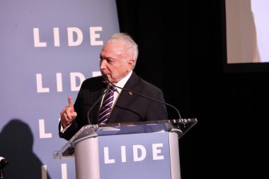 (YENİ) LIDE BRAZİL YARDIM New York 'ta. 09 Mayıs 2023, New York, Brezilya: Brezilya Milletvekilleri Meclisi Başkanı Arthur Lira, senatörler, valiler, federal vekiller ve 2 kişiden oluşan bir heyetle Brezilya için fırsatları tartışıyor.