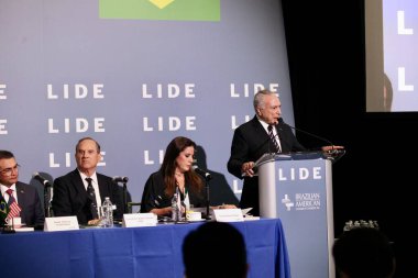 (YENİ) LIDE BRAZİL YARDIM New York 'ta. 09 Mayıs 2023, New York, Brezilya: Brezilya Milletvekilleri Meclisi Başkanı Arthur Lira, senatörler, valiler, federal vekiller ve 2 kişiden oluşan bir heyetle Brezilya için fırsatları tartışıyor.