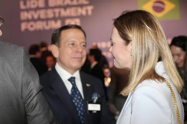 stock image LIDE BRAZIL INVESTMENT FORUM. May 09, 2023, Brazil: The president of Brazilian Chamber of Deputies, Arthur Lira, discusses opportunities for Brazil with a delegation composed of senators, governors, federal deputies