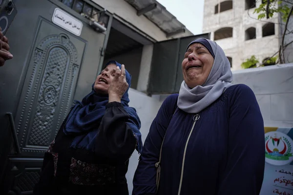 Gazze Deki Filistinliler Yas Tutuyor Gazze Şeridi Ndeki Şehitlere Veda — Stok fotoğraf