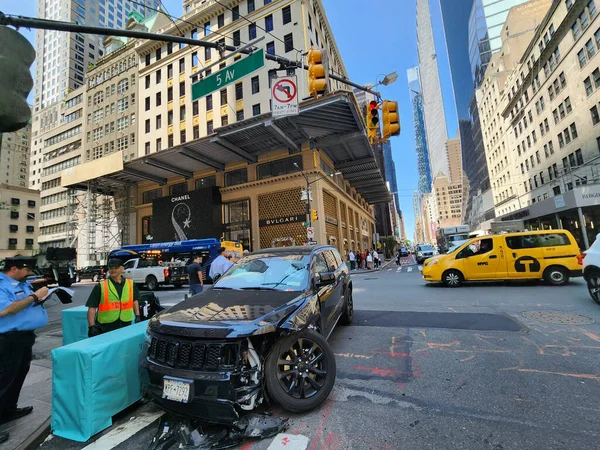 Acidente Envolvendo Dois Veículos 5Th Avenue New York Maio Nova — Fotografia de Stock