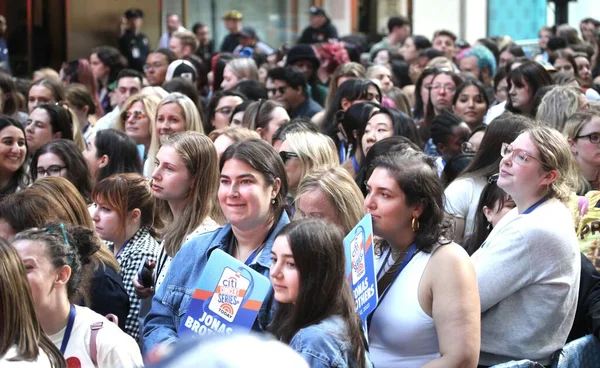 stock image Jonas Brothers Perform live on Today Show. May 12, 2023, New York, USA: The Jonas Brothers are kicking off the Citi Concert Series live on TODAY in Rockefeller center. 