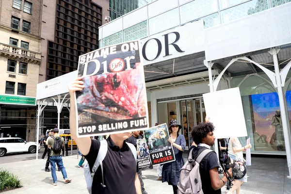 Протест Против Продажи Мехов Магазине Dior Мая 2023 Года Нью — стоковое фото