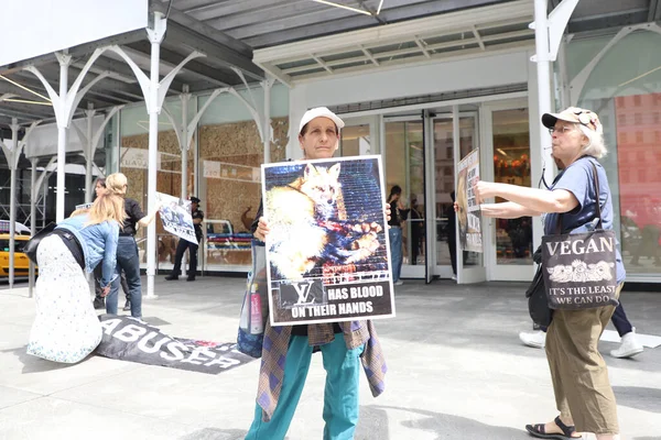 Протест Против Продажи Мехов Магазине Dior Мая 2023 Года Нью — стоковое фото