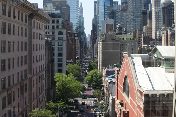 메이드 맨해튼 거리를 공중에서 수있습니다 2023 뉴욕의 어머니 만주족바쁜 거리와 — 스톡 사진