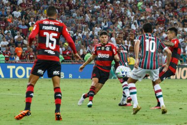 Brezilya Kupası: Fluminense, Flamengo 'ya karşı. 16 Mayıs 2023, Rio de Janeiro, Brezilya: Fluminense ve Flamengo arasındaki futbol maçı, Mario Filho Stadyumu 'nda (Maracana) düzenlenen 2023 Brezilya Kupası' nın 16.)