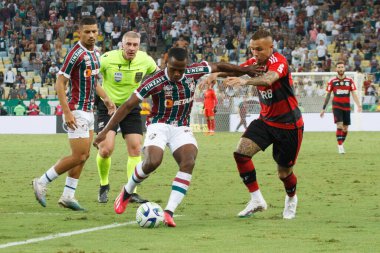 Brezilya Kupası: Fluminense, Flamengo 'ya karşı. 16 Mayıs 2023, Rio de Janeiro, Brezilya: Fluminense ve Flamengo arasındaki futbol maçı, Mario Filho Stadyumu 'nda (Maracana) düzenlenen 2023 Brezilya Kupası' nın 16.)
