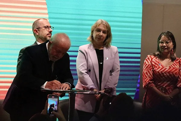 stock image President of the Republic of Brazil Luiz Inacio Lula da Silva at the Opening of the Seminar Transparency and Access to Information. May 16, 2023. Brasilia, Distrito Federal, Brazil: Challenges for a New Decade