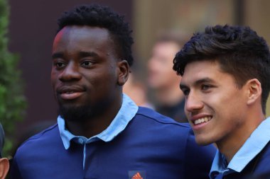 FIFA Dünya Kupası 2026 New York, New Jersey fırlatma etkinliği. 18 Mayıs 2023, New York, ABD: FIFA Dünya Kupası 2026 New York, New Jersey Fırlatma Turnuvası New Jersey Valisi Phil Murphy ve Eric Adams 'ın katılımıyla başladı.