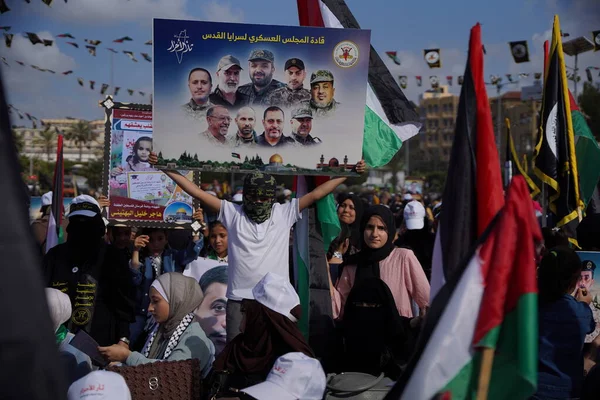 Int ガザにおけるイスラム教のジハード運動は 自由革命の戦いの殉教者のための記念式典を開催しています 2023年5月19日 パレスチナのガザ イスラムジハードの政治部門長ムハンマド ヒンディー語 — ストック写真