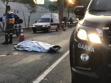 Sao Paulo 'da Polis Takibi ve Ölüm. 23 Mayıs 2023, Sao Paulo, Brezilya: Sivil Polis, Sao Caetano 'da Av do Estado' da Haydutlarla çatışmaya girdi..