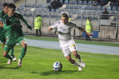 Conmebol Sudamericana Kupası: Audax Santos 'a karşı. 24 Mayıs 2023, Rancagua, Şili: Audax Italiano ve Santos arasındaki futbol maçı, Copa Sudamericana 'nın grup aşamasının 4. turu için geçerli, Estadio El Teniente, Rancagua, Şili.