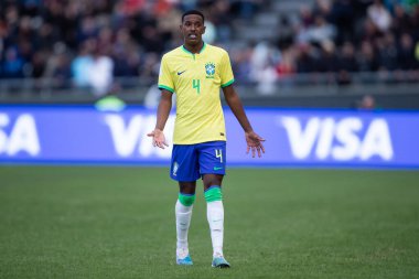 FIFA U20 Dünya Futbol Kupası Nijerya ve Brezilya arasında. 27 Mayıs 2023, La Plata, Arjantin: Nijerya ile Brezilya arasındaki futbol maçı, 27 Mayıs Cumartesi günü oynanan U-20 FIFA Dünya Kupası 'nın üçüncü turu için geçerlidir.)