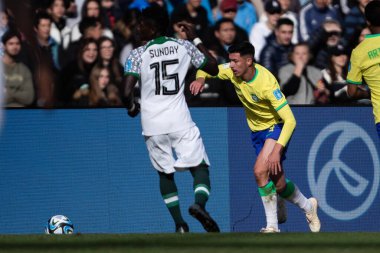 FIFA U20 Dünya Futbol Kupası Nijerya ve Brezilya arasında. 27 Mayıs 2023, La Plata, Arjantin: Nijerya ile Brezilya arasındaki futbol maçı, 27 Mayıs Cumartesi günü oynanan U-20 FIFA Dünya Kupası 'nın üçüncü turu için geçerlidir.)