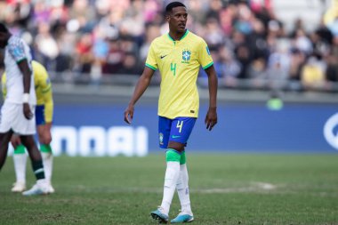 FIFA U20 Dünya Futbol Kupası Nijerya ve Brezilya arasında. 27 Mayıs 2023, La Plata, Arjantin: Nijerya ile Brezilya arasındaki futbol maçı, 27 Mayıs Cumartesi günü oynanan U-20 FIFA Dünya Kupası 'nın üçüncü turu için geçerlidir.)