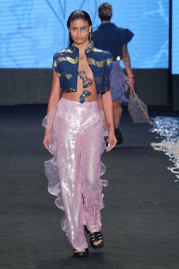 SPFW N55: AZ Marias Parade. 27 Mayıs 2023, Sao Paulo, Brezilya: SPFW N55 2023 Sao Paulo 'nun doğusundaki Mooca Park' taki Komplexo Tempo 'da AZ Marias geçit törenini gösteriyor.).