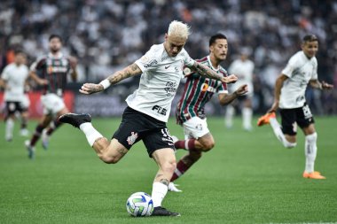 Brezilya Futbol Şampiyonası: Korintliler Fluminense 'e karşı. 28 Mayıs 2023. Sao Paulo, Brezilya: 2023 Brezilya Futbol Şampiyonası 'nın sekizinci turunda Corinthians ile Fluminense arasında oynanan futbol maçı, Neo Quimica Arena' da yapıldı.