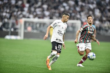 Brezilya Futbol Şampiyonası: Korintliler Fluminense 'e karşı. 28 Mayıs 2023. Sao Paulo, Brezilya: 2023 Brezilya Futbol Şampiyonası 'nın sekizinci turunda Corinthians ile Fluminense arasında oynanan futbol maçı, Neo Quimica Arena' da yapıldı.