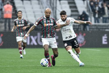 Brezilya Futbol Şampiyonası: Korintliler Fluminense 'e karşı. 28 Mayıs 2023. Sao Paulo, Brezilya: 2023 Brezilya Futbol Şampiyonası 'nın sekizinci turunda Corinthians ile Fluminense arasında oynanan futbol maçı, Neo Quimica Arena' da yapıldı.