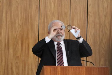 Venezuela Başkanı Maduro ile basın toplantısı. 29 Mayıs 2023, Brasilia, Federal Bölge, Brezilya: Brezilya Cumhurbaşkanı Luiz Inacio Lula da Silva ile birlikte düzenlediği basın toplantısında Venezuela Başkanı Nicolas Maduro