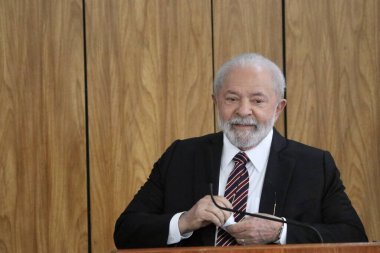 Venezuela Başkanı Maduro ile basın toplantısı. 29 Mayıs 2023, Brasilia, Federal Bölge, Brezilya: Brezilya Cumhurbaşkanı Luiz Inacio Lula da Silva ile birlikte düzenlediği basın toplantısında Venezuela Başkanı Nicolas Maduro
