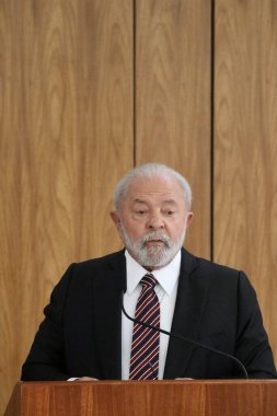 Venezuela Başkanı Maduro ile basın toplantısı. 29 Mayıs 2023, Brasilia, Federal Bölge, Brezilya: Brezilya Cumhurbaşkanı Luiz Inacio Lula da Silva ile birlikte düzenlediği basın toplantısında Venezuela Başkanı Nicolas Maduro