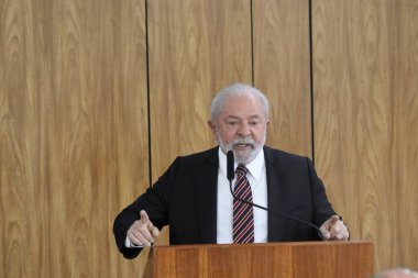 Venezuela Başkanı Maduro ile basın toplantısı. 29 Mayıs 2023, Brasilia, Federal Bölge, Brezilya: Brezilya Cumhurbaşkanı Luiz Inacio Lula da Silva ile birlikte düzenlediği basın toplantısında Venezuela Başkanı Nicolas Maduro