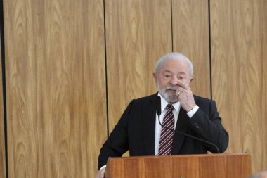 Venezuela Başkanı Maduro ile basın toplantısı. 29 Mayıs 2023, Brasilia, Federal Bölge, Brezilya: Brezilya Cumhurbaşkanı Luiz Inacio Lula da Silva ile birlikte düzenlediği basın toplantısında Venezuela Başkanı Nicolas Maduro