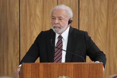 Venezuela Başkanı Maduro ile basın toplantısı. 29 Mayıs 2023, Brasilia, Federal Bölge, Brezilya: Brezilya Cumhurbaşkanı Luiz Inacio Lula da Silva ile birlikte düzenlediği basın toplantısında Venezuela Başkanı Nicolas Maduro