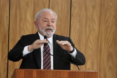 Venezuela Başkanı Maduro ile basın toplantısı. 29 Mayıs 2023, Brasilia, Federal Bölge, Brezilya: Brezilya Cumhurbaşkanı Luiz Inacio Lula da Silva ile birlikte düzenlediği basın toplantısında Venezuela Başkanı Nicolas Maduro