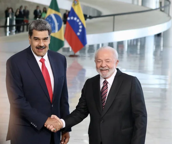 Lula Recebe Maduro Presidente Venezuelano Brasília Maio 2023 Brasília Distrito — Fotografia de Stock