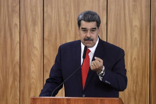 Conferencia Prensa Con Maduro Presidente Venezuela Mayo 2023 Brasilia Distrito —  Fotos de Stock