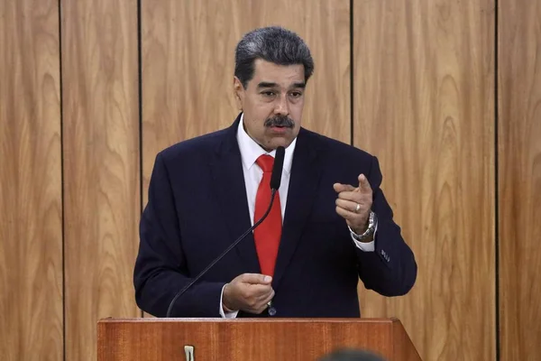 Venezuela Başkanı Maduro Ile Basın Toplantısı Mayıs 2023 Brasilia Federal — Stok fotoğraf
