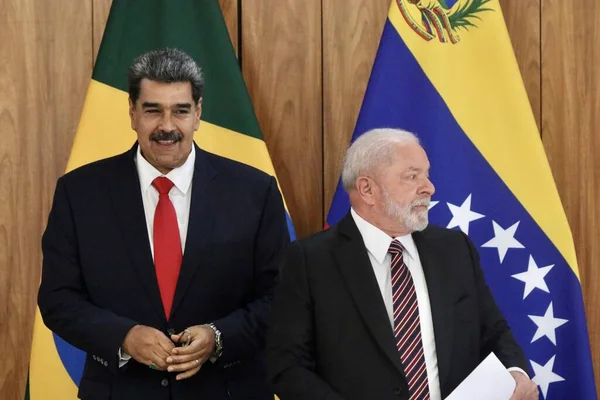 Conférence Presse Avec Maduro Président Venezuela Mai 2023 Brasilia District — Photo