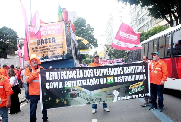 페트로 브라스 직원들 유조선들 시위를 벌인다 2023 브라질 리우데자네이루 페트로 — 스톡 사진