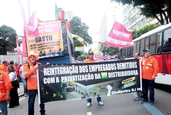 Funcionários Petroleiros Petrobras Demonstram Maio 2023 Rio Janeiro Brasil Funcionários — Fotografia de Stock